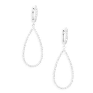 Saks 14k White Gold ans Diamond Teardrop Earrings